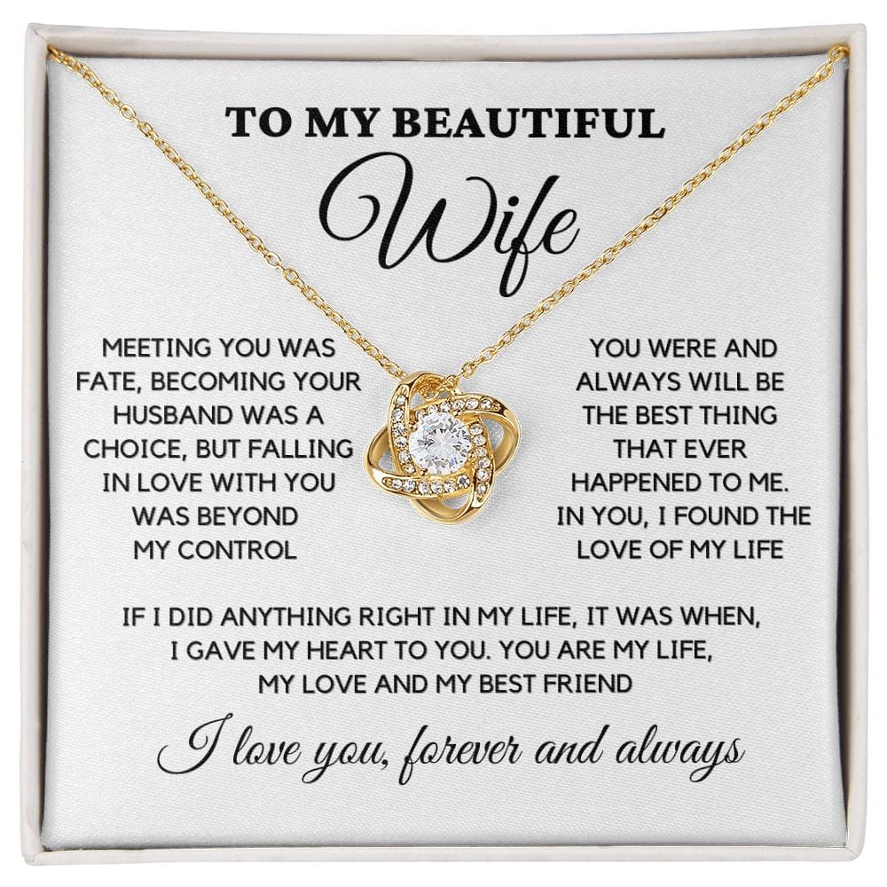 To My Beautiful Wife - Love Knot Necklace