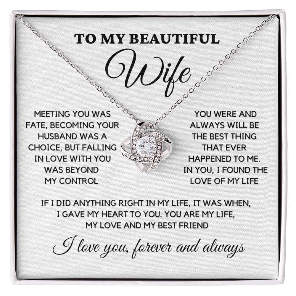 To My Beautiful Wife - Love Knot Necklace