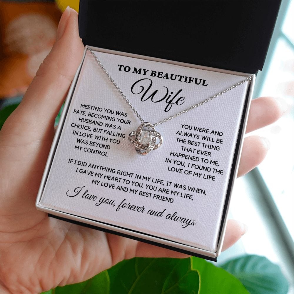 To My Beautiful Wife - Love Knot Necklace
