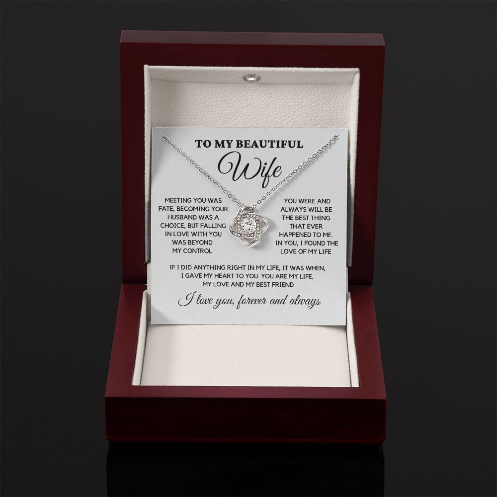 To My Beautiful Wife - Love Knot Necklace
