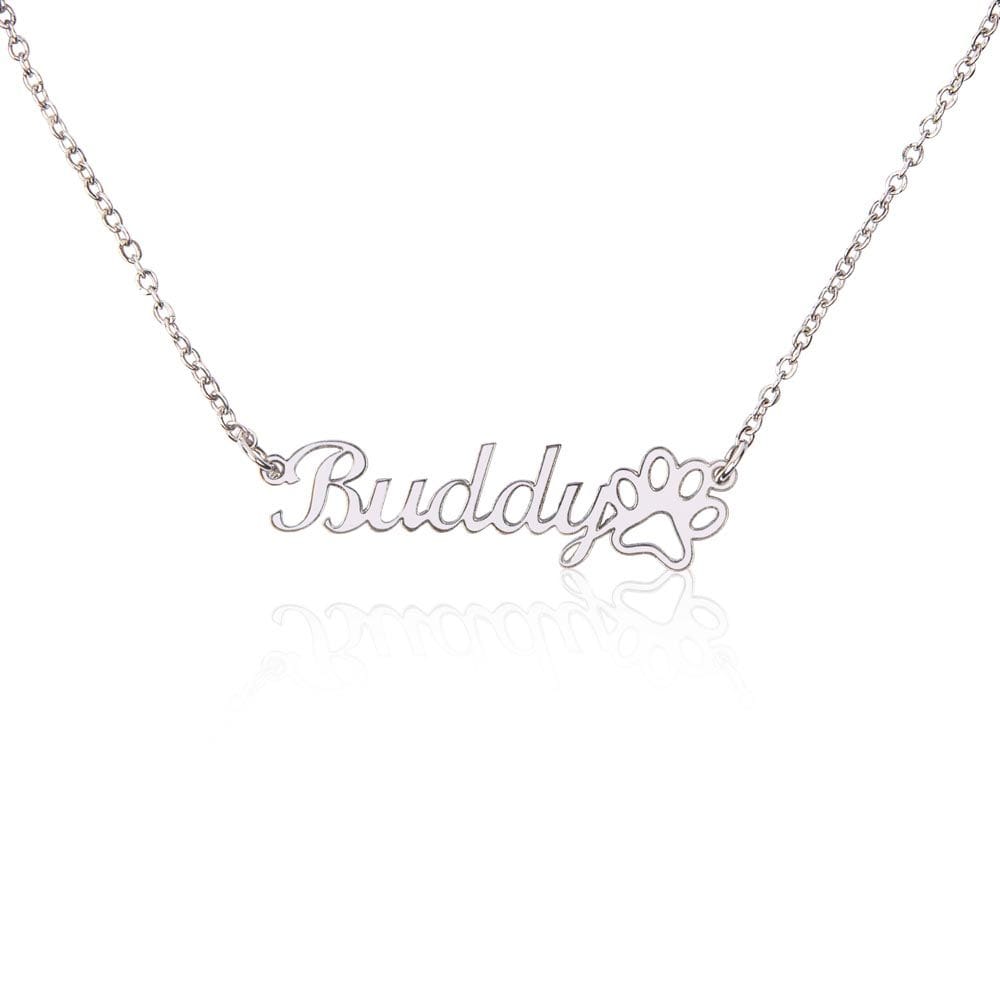 Pet Mom - Custom Name Necklace With Paw