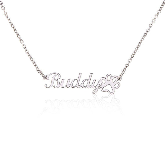 Pet Mom - Custom Name Necklace With Paw