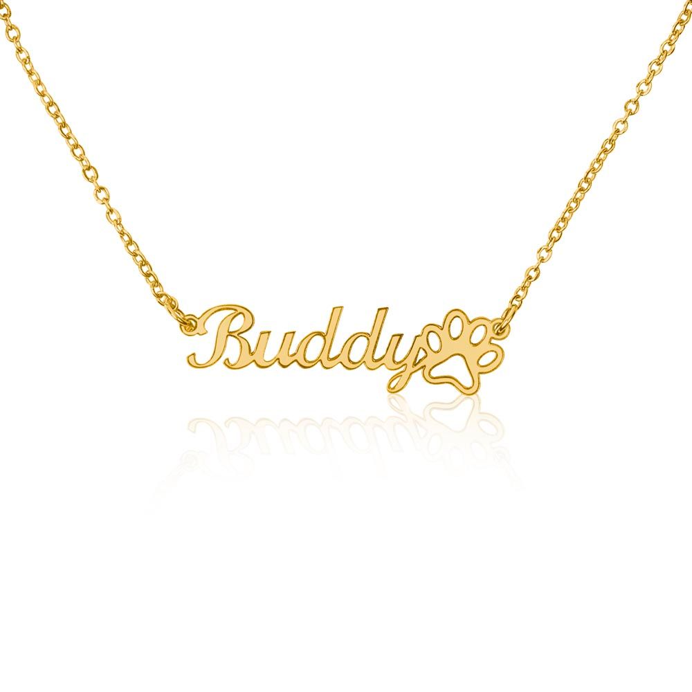 Pet Mom - Custom Name Necklace With Paw