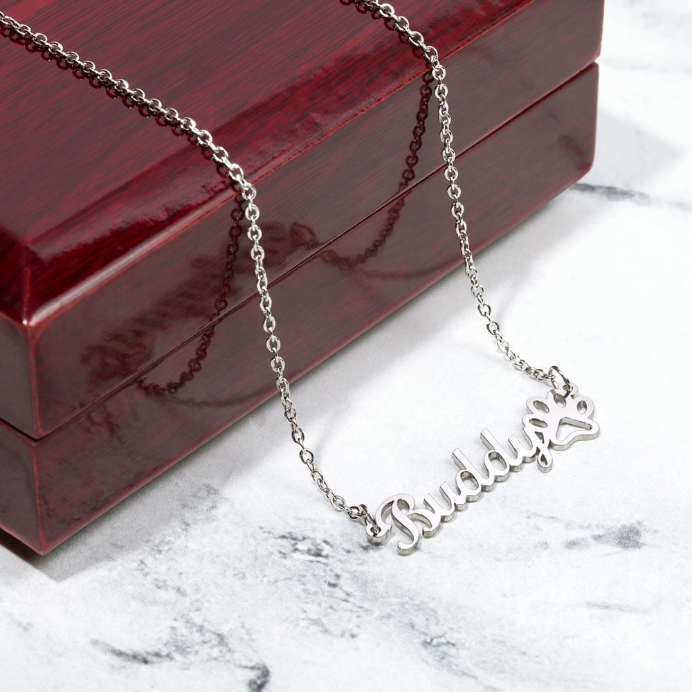 Pet Mom - Custom Name Necklace With Paw